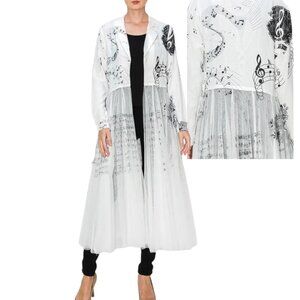 ORIGAMI‎ FASHION Victorian Lace Tulle Musical Print Cardigan Duster S-XXL NWT